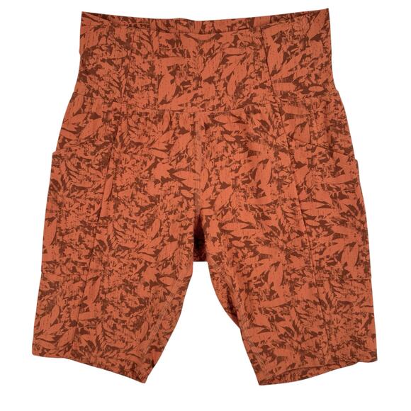 REI Co-Op Athletic Shorts Womens Med Orange Mid Thigh Yoga Stretch Work Out - Picture 1 of 9